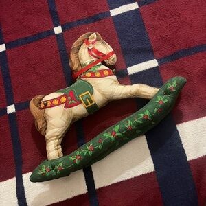 Vtg 1980s Crankston Christmas Pony Rocking Horse Fabric Handmade Plush